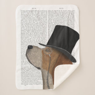 Beagle, Formal Hound and Hat Sherpa Blanket