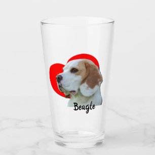 Beagle Fur Baby Love Heart Glass