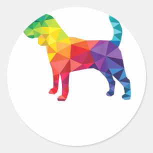 Beagle Gay Pride LGBT LGBTQ Rainbow Flag Dog Lover Classic Round Sticker