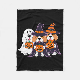 Beagle Ghost Pumpkin Halloween Design For Dog Love Fleece Blanket