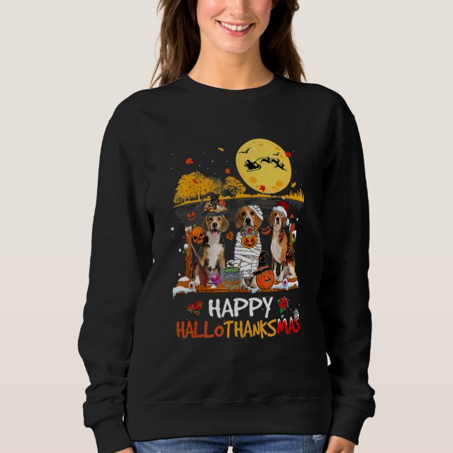 Beagle Hallothanksmas Halloween Thanksgiving Sweatshirt (Front)
