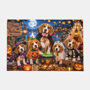 Beagle Halloween Campfire Family Night Doormat