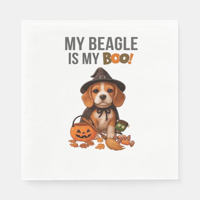 Beagle Halloween Costume  My Beagle is My Boo Dog  Napkin (Front)