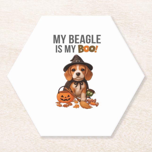 Beagle Halloween Costume  My Beagle is My Boo Dog  Paper Coaster (Front)