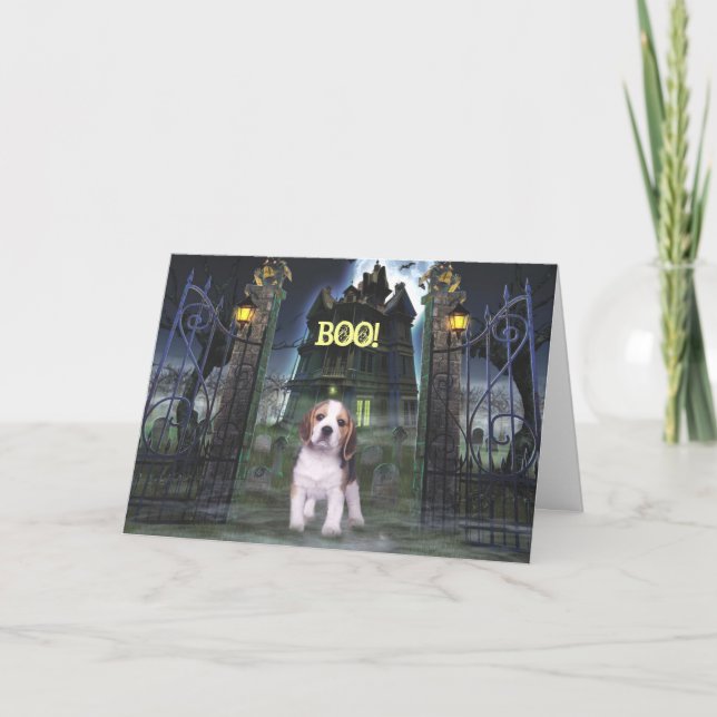 Beagle Halloween Greeting Card (Front)