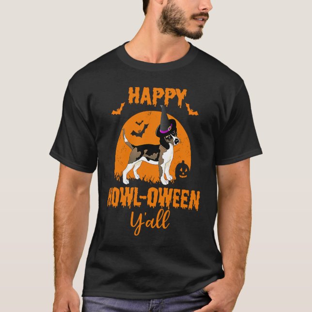 Beagle Halloween Happy Howloween Dog Pun T-Shirt (Front)