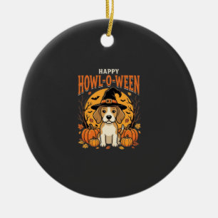 Beagle Halloween Howl-O-Ween Dog Pumpkin Design_1 Ceramic Tree Decoration