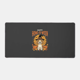 Beagle Halloween Howl-O-Ween Dog Pumpkin Design_1 Desk Mat