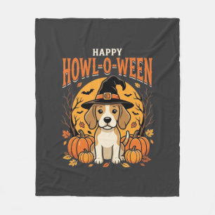 Beagle Halloween Howl-O-Ween Dog Pumpkin Design_1 Fleece Blanket