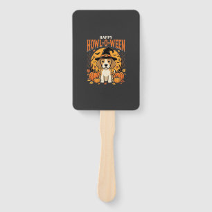 Beagle Halloween Howl-O-Ween Dog Pumpkin Design_1 Hand Fan