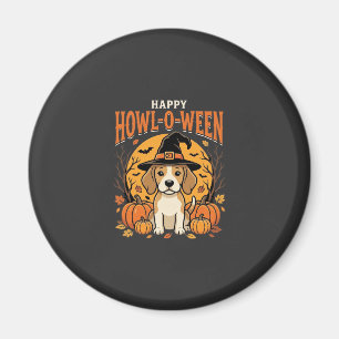 Beagle Halloween Howl-O-Ween Dog Pumpkin Design_1 Magnet