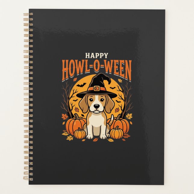 Beagle Halloween Howl-O-Ween Dog Pumpkin Design_1 Planner (Front)