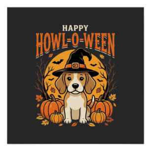 Beagle Halloween Howl-O-Ween Dog Pumpkin Design_1 Poster
