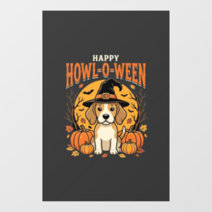 Beagle Halloween Howl-O-Ween Dog Pumpkin Design_1 Window Cling