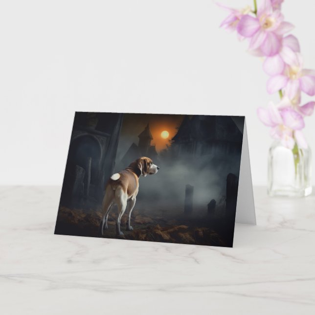 Beagle Halloween Scary  Card (Orchid)
