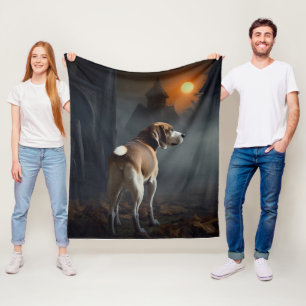 Beagle Halloween Scary Fleece Blanket