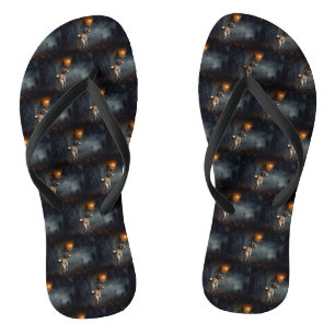 Beagle Halloween Scary  Flip Flops