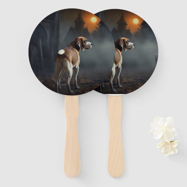 Beagle Halloween Scary  Hand Fan (Front and Back)
