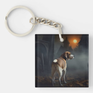 Beagle Halloween Scary Key Ring