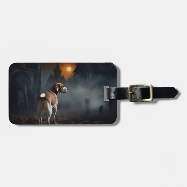Beagle Halloween Scary  Luggage Tag (Front Horizontal)