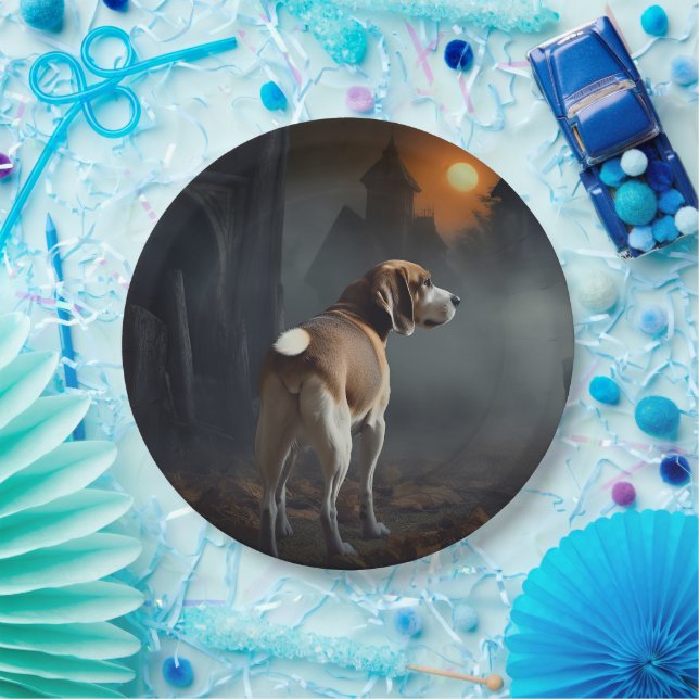 Beagle Halloween Scary  Paper Plate (Party)