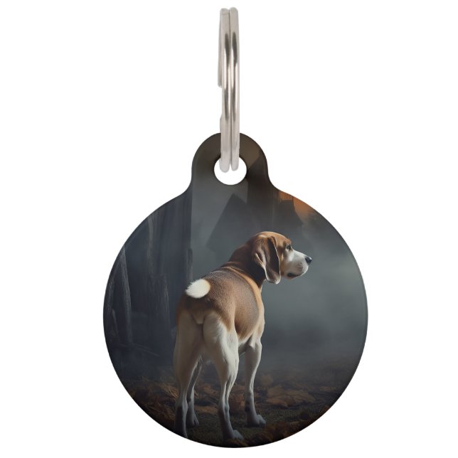 Beagle Halloween Scary  Pet Tag (Front)