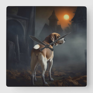 Beagle Halloween Scary Square Wall Clock