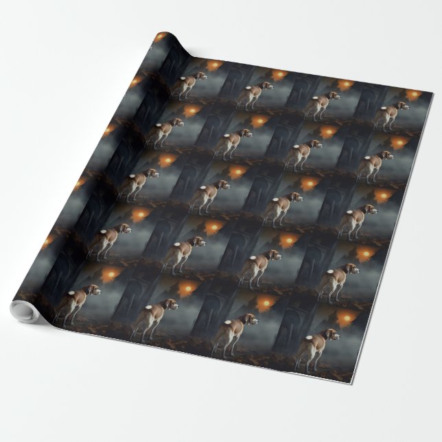 Beagle Halloween Scary  Wrapping Paper (Unrolled)