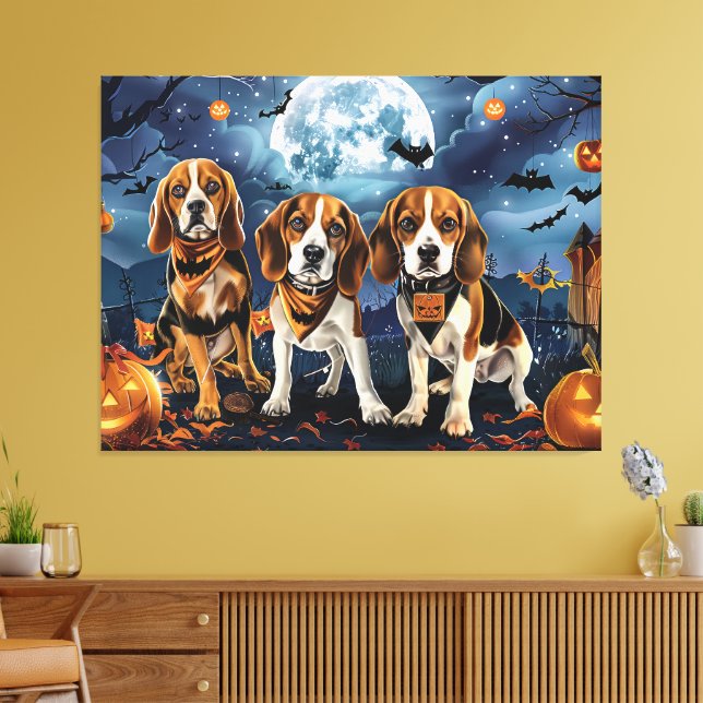 Beagle Halloween Spooky Canvas Print (Insitu(LivingRoom))