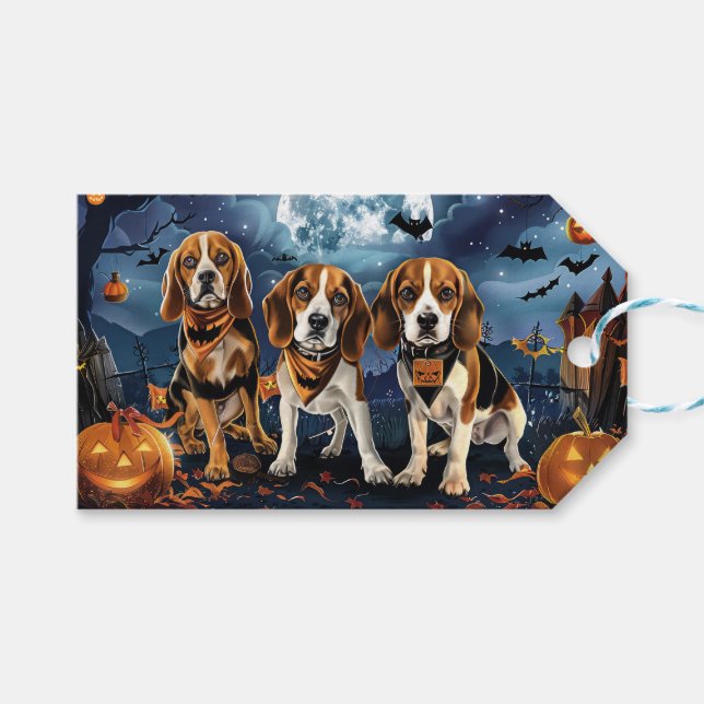 Beagle Halloween Spooky Gift Tags (Front (Horizontal))