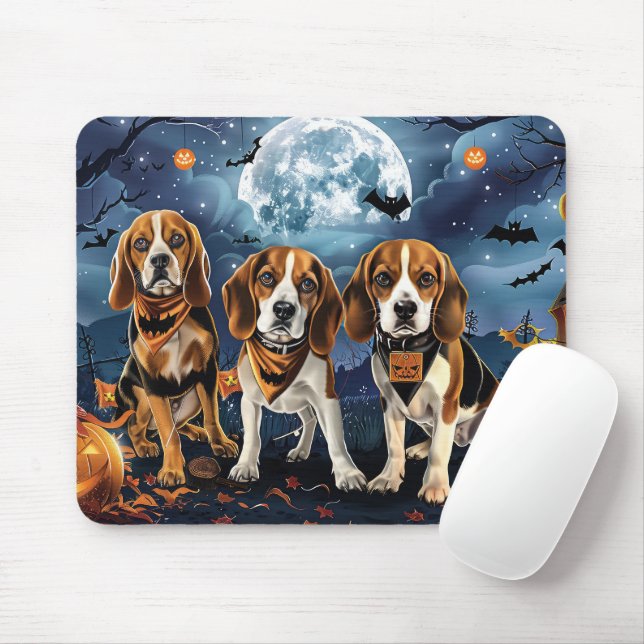 Beagle Halloween Spooky Mouse Mat (With Mouse)