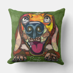 Beagle hand-painted Throw Pillow