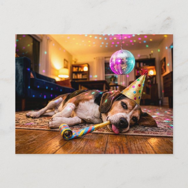 Beagle Hangover After New Year Party Postcard (Front)