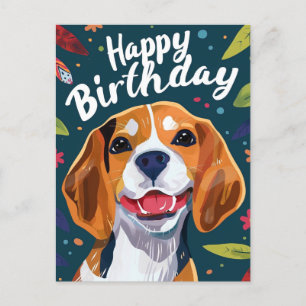 Beagle Happy Birthday  Postcard