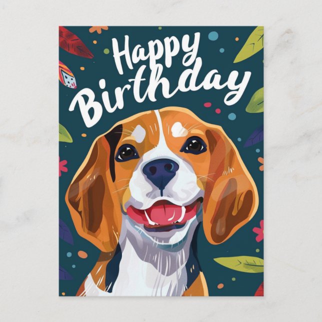 Beagle Happy Birthday  Postcard (Front)
