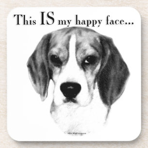 Beagle Happy Face; Happy Beagle; Grumpy Beagle Coaster