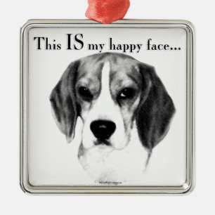 Beagle Happy Face; Happy Beagle; Grumpy Beagle Metal Tree Decoration
