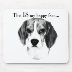 Beagle Happy Face; Happy Beagle; Grumpy Beagle Mouse Mat