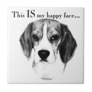 Beagle Happy Face; Happy Beagle; Grumpy Beagle Tile