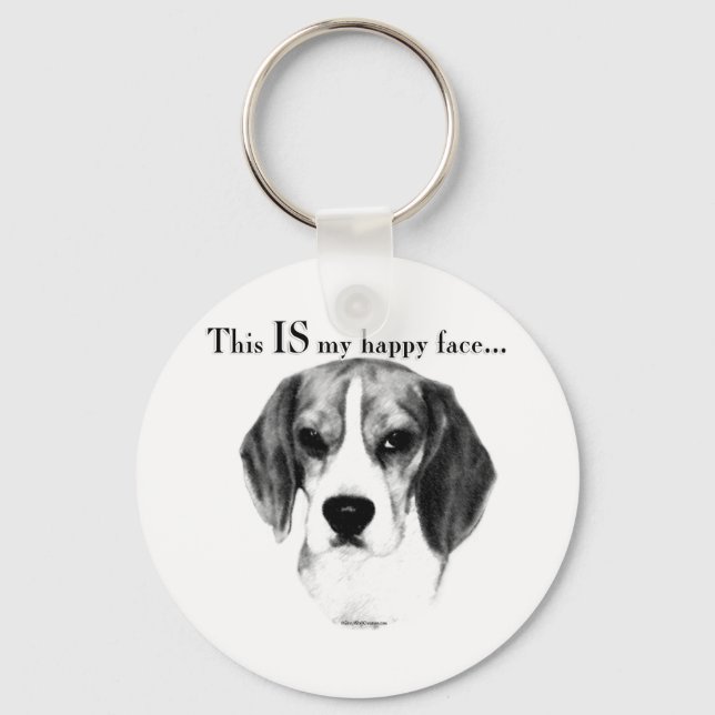 Beagle Happy Face Key Ring (Front)