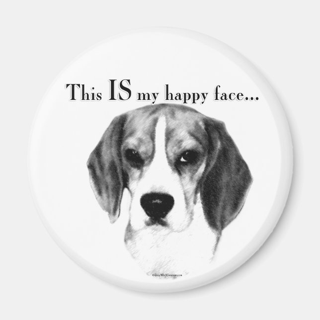 Beagle Happy Face Magnet (Front)