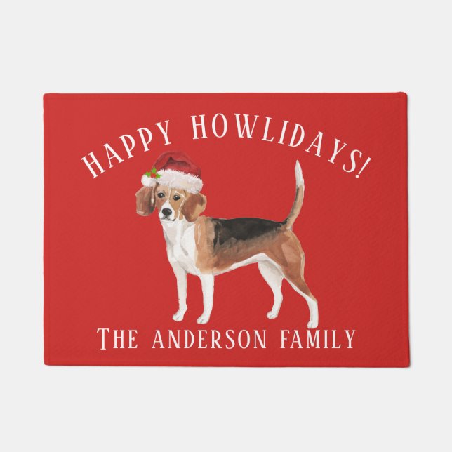 Beagle Happy Howlidays Christmas Doormat (Front)