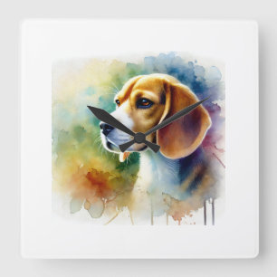 Beagle Harrier Dog 010824AREF102 - Watercolor Square Wall Clock
