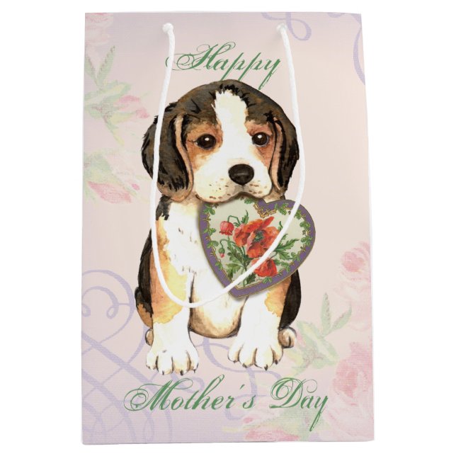 Beagle Heart Mum Medium Gift Bag (Front)