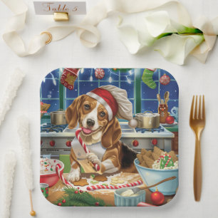 Beagle Holiday Baking: Festive Christmas Paper Plate