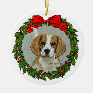 Beagle Hound Art Ceramic Tree Decoration