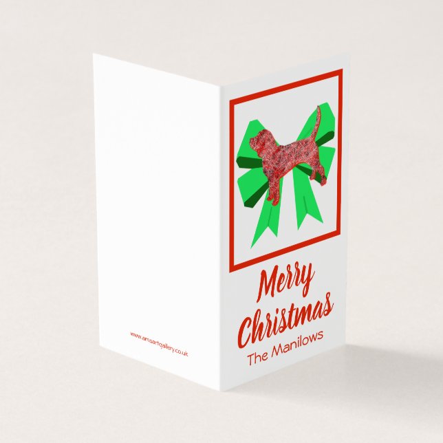 Beagle Hound Christmas Dog & Green Bow Gift Tag (Outside)