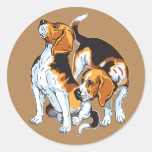 beagle hound classic round sticker