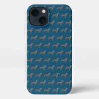 Beagle Hound Dog Cute Silhouette Grid Blue
