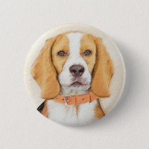 Beagle Hound Dog Painting Original Animal Art 6 Cm Round Badge